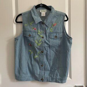 Vintage 90s denim embroidered vest